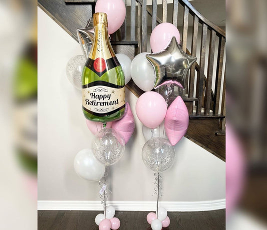 Champagne Bottle And Star Balloon Bouquet