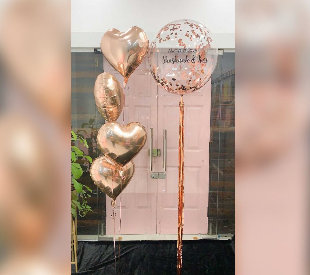 Personalized Glitter Bubble And Heart Balloon Bouquet