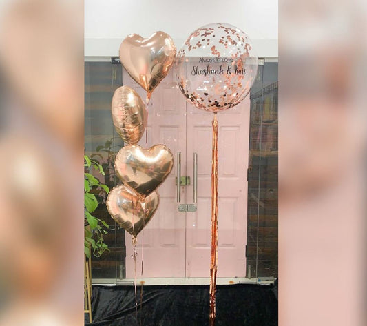 Personalized Glitter Bubble And Heart Balloon Bouquet