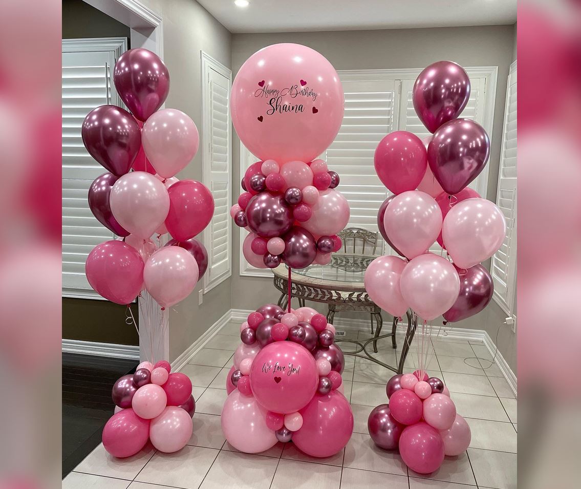 HBD Shades Of Pink Cluster Balloon Bouquet
