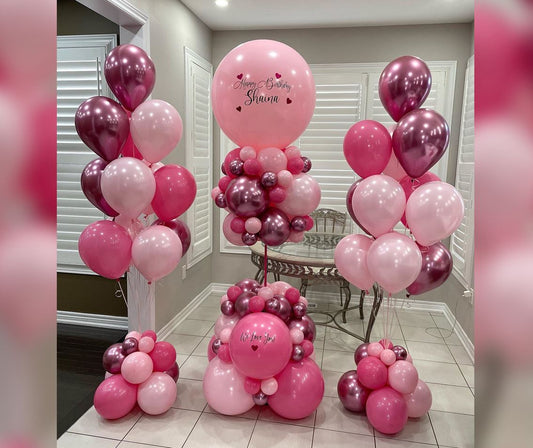 HBD Shades Of Pink Cluster Balloon Bouquet