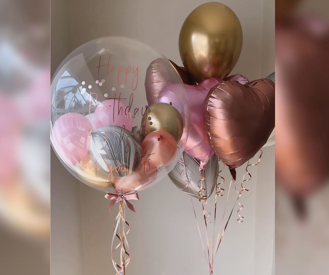 Personalized Bubble And Heart Balloon Bouquet