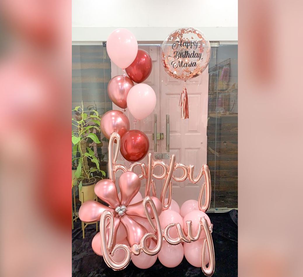 HBD Personalized Rose Letter Cluster Balloon Bouquet