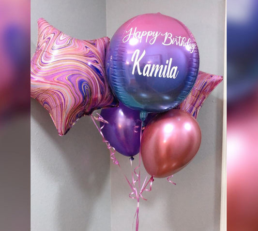 HBD Personalized ORBz Balloon Bouquet