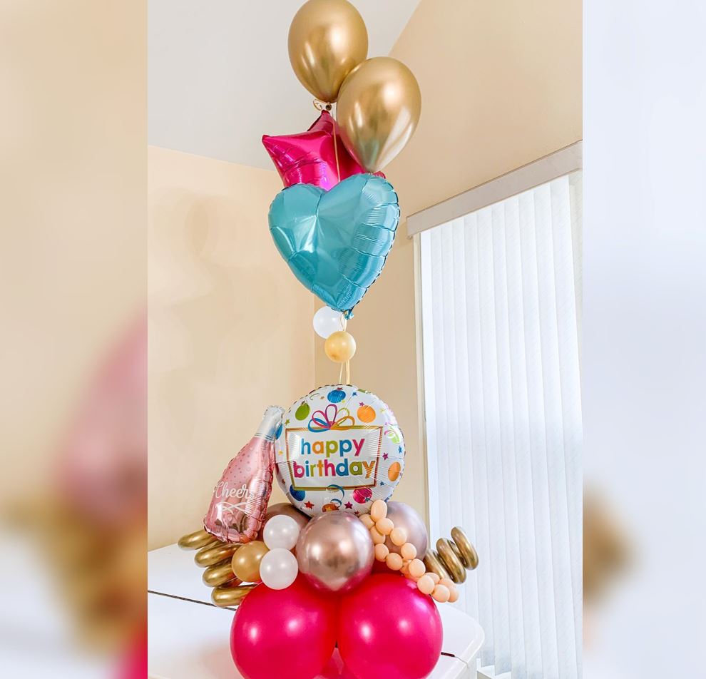 HBD Mini Champagne Bottle Balloon Bouquet