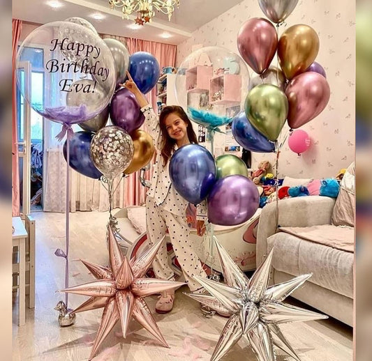 HBD Magic Star And Personalized Bubble Balloon Bouquet