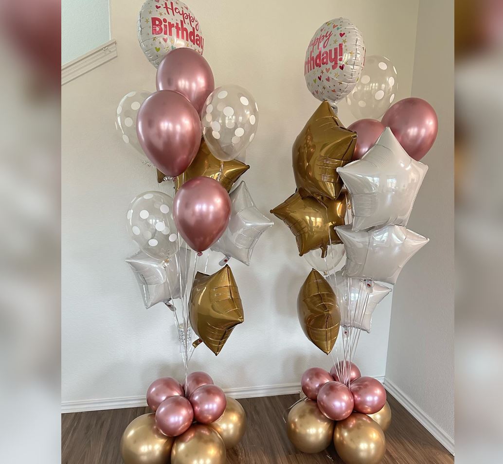 Star And Confetti HBD Cluster Chrome Balloon Bouquet
