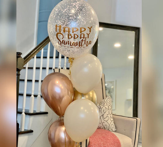 HBD Personalized Glitter Balloon Bouquet