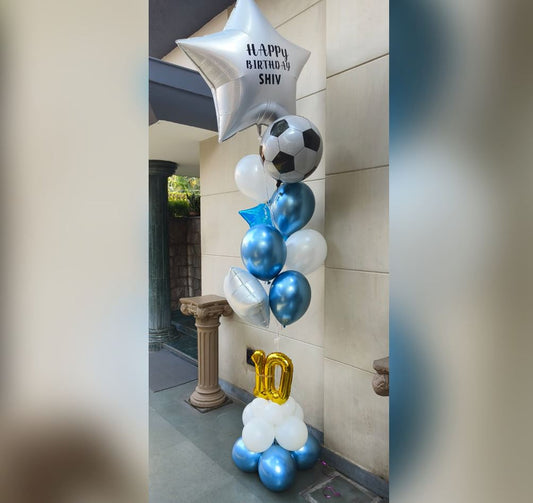 HBD Personalized White Star And Football Balloon Bouquet