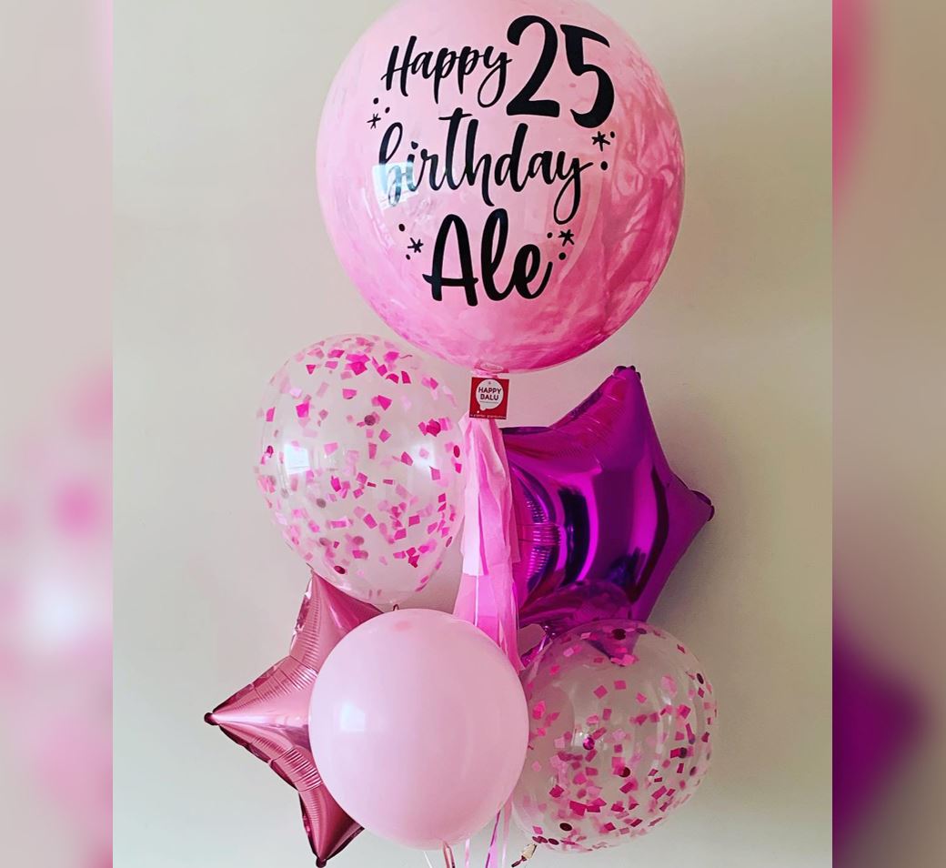 HBD Personalized Bubble And Confetti Balloon Bouquet