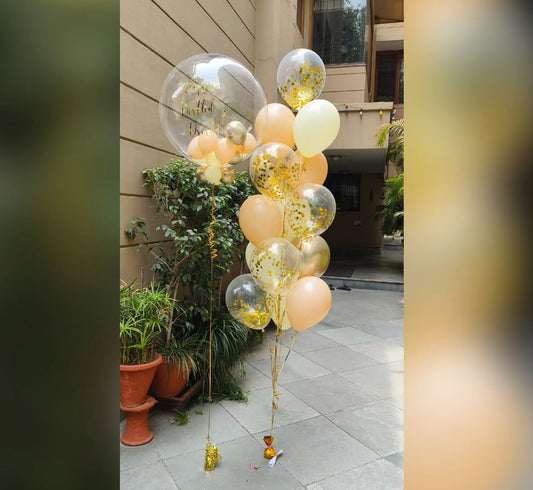 HBD Personalized Confetti Diamond Clear Balloon Bouquet