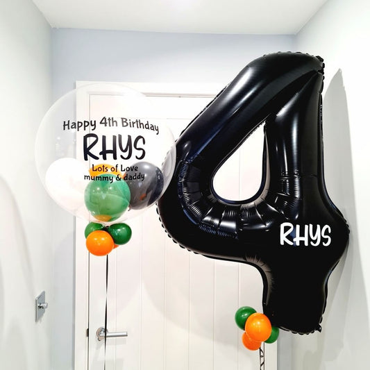 4th Birthday Personalize Balloon Bunch