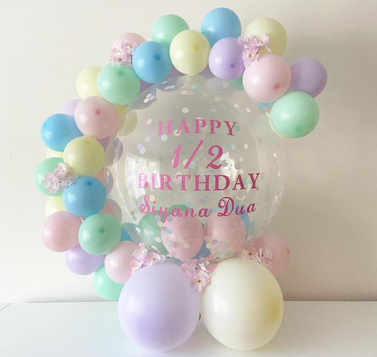 Happy Half Birthday Confetti Bubble Cluster Balloon Bouquet