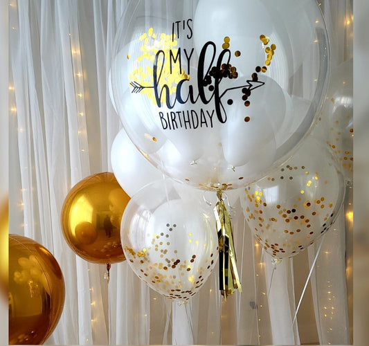 Half Birthday Bubble And Confetti  Balloon Bouquet