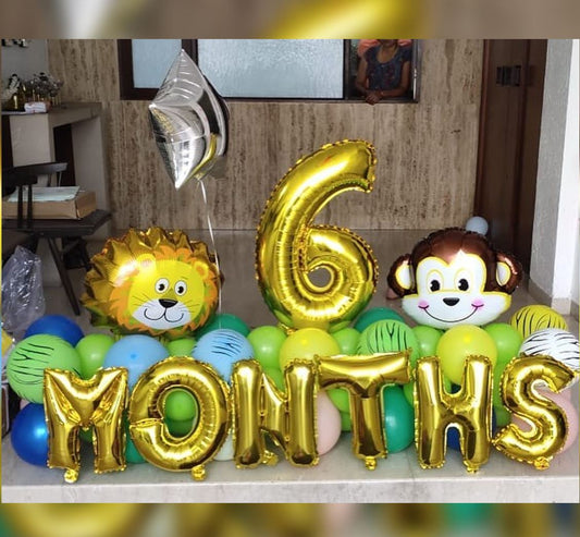 Six Month Theme Jungle Safari Balloon Bouquet