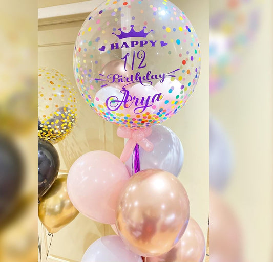 Happy Half Birthday Confetti Bubble Balloon Bouquet