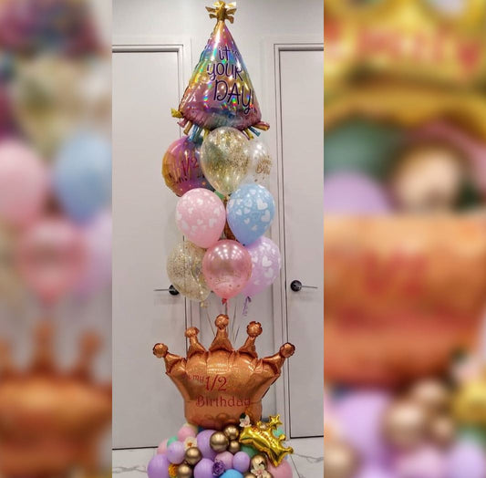 Crown Theme Half Birthday Balloon Bouquet