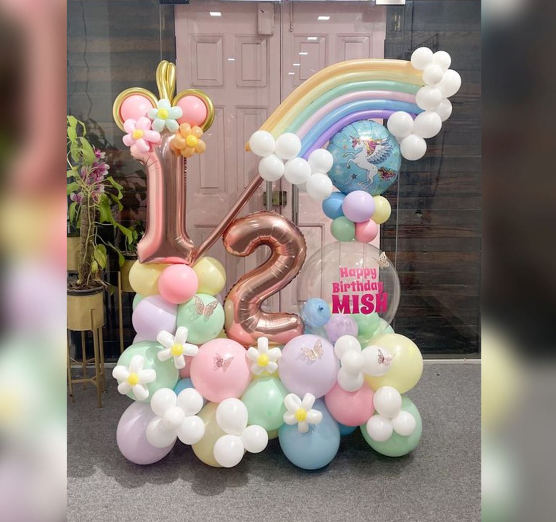 Rainbow Theme Half Birthday Balloon Bouquet