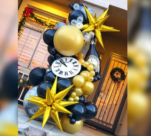 New year Magical Star & Champagne Bottle Balloon Bouquet