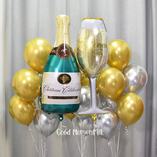 Champagne Bottle And Glass Balloon Bouquet