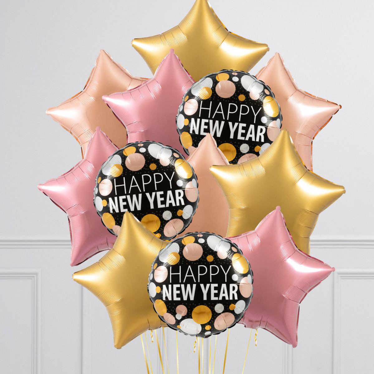 Happy New Year Star Foil Balloon Bouquet