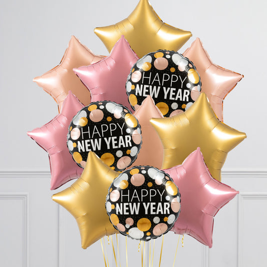 Happy New Year Star Foil Balloon Bouquet