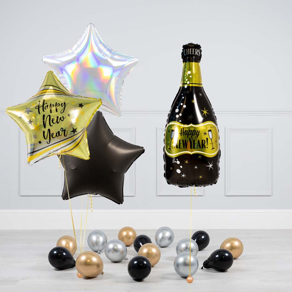 Happy New Year Champagne Bottle Balloon Bouquet