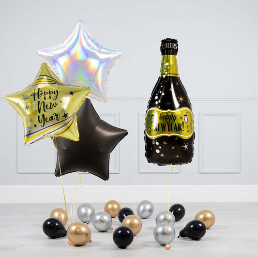 Happy New Year Champagne Bottle Balloon Bouquet