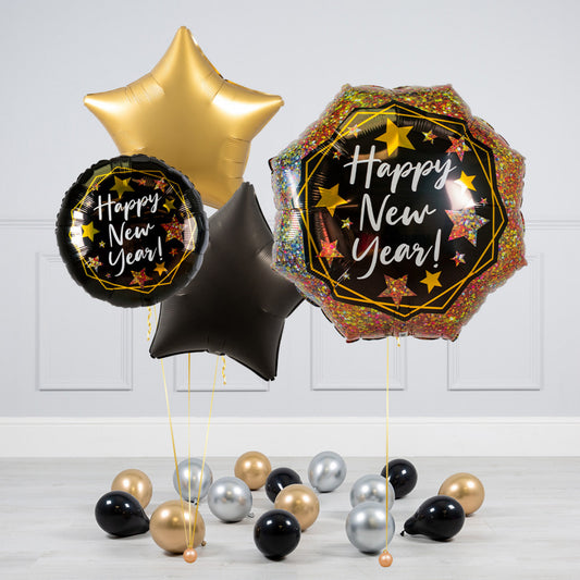 Pritnted Stars Happy New Year Balloon Bouquet