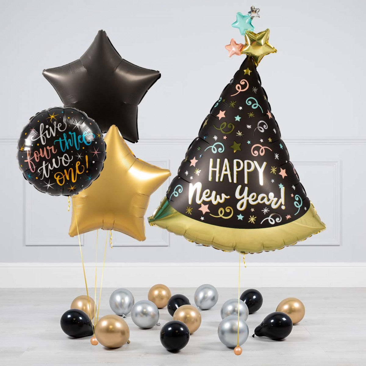 New Year Theme Cone Hat Balloon Bouquet