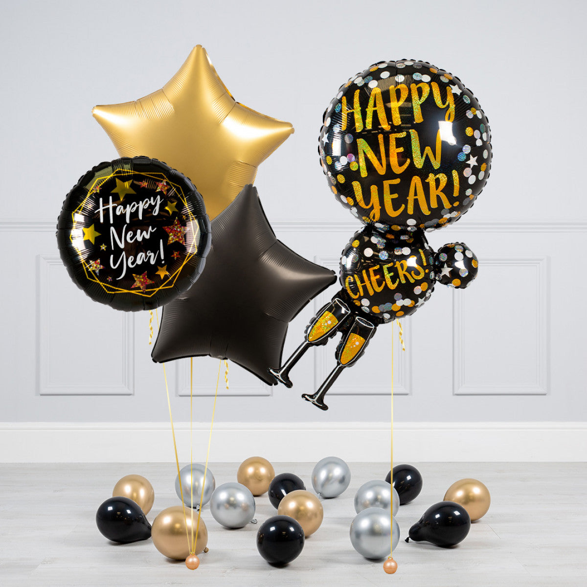 New Year Theme Champagne Glass Balloon Bouquet