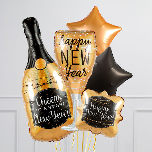 Champagne Bottle New Year Theme Balloon Bouquet