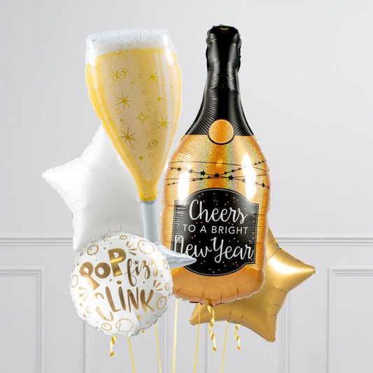Champagne Bottle And Glass New Year Balloon Bouquet