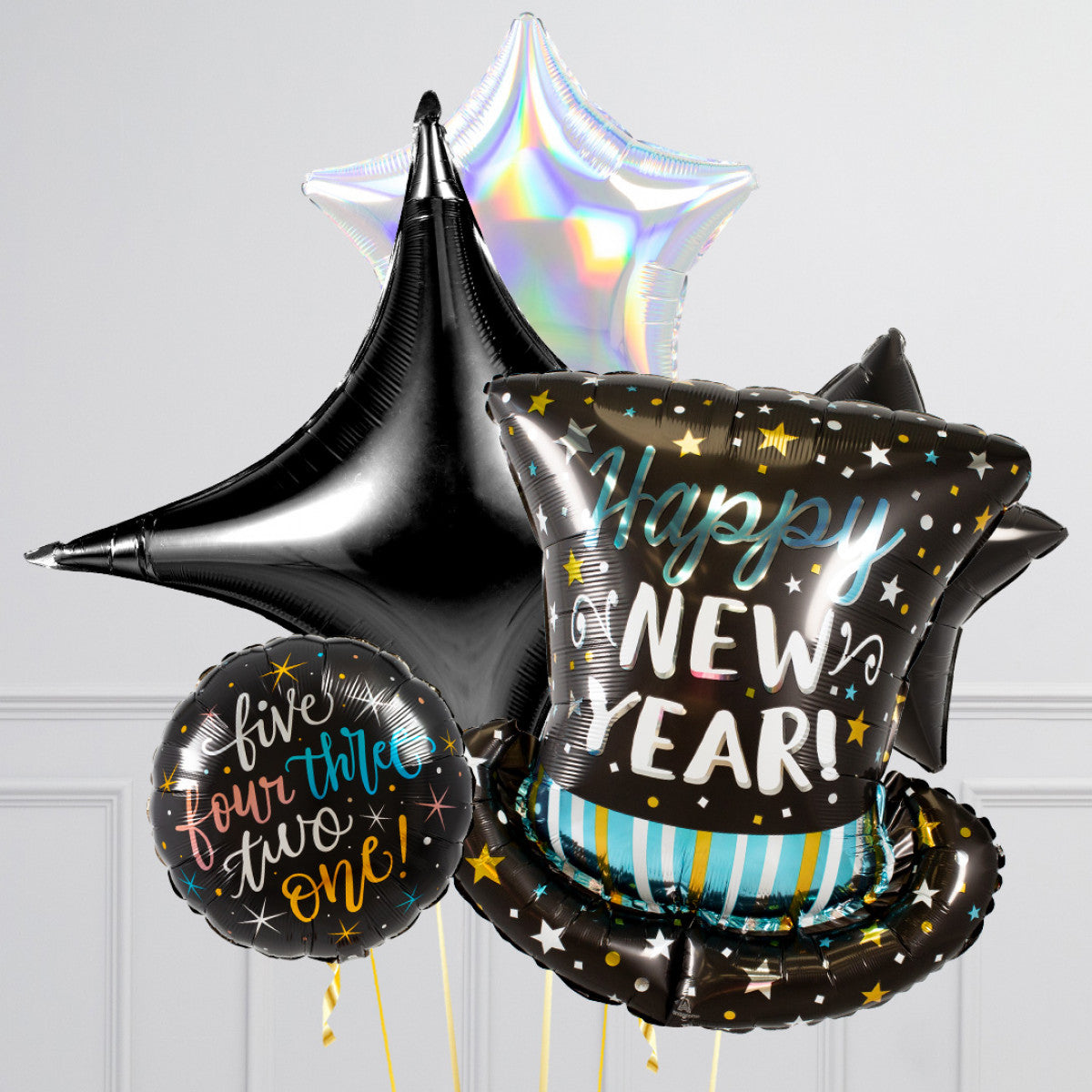 Happy New Year Stars Printed Hat Balloon Bouquet