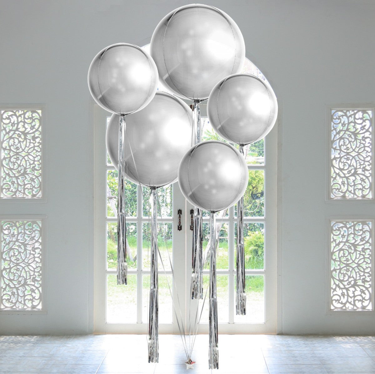 Silver Tassels ORBz Balloon Bouquet