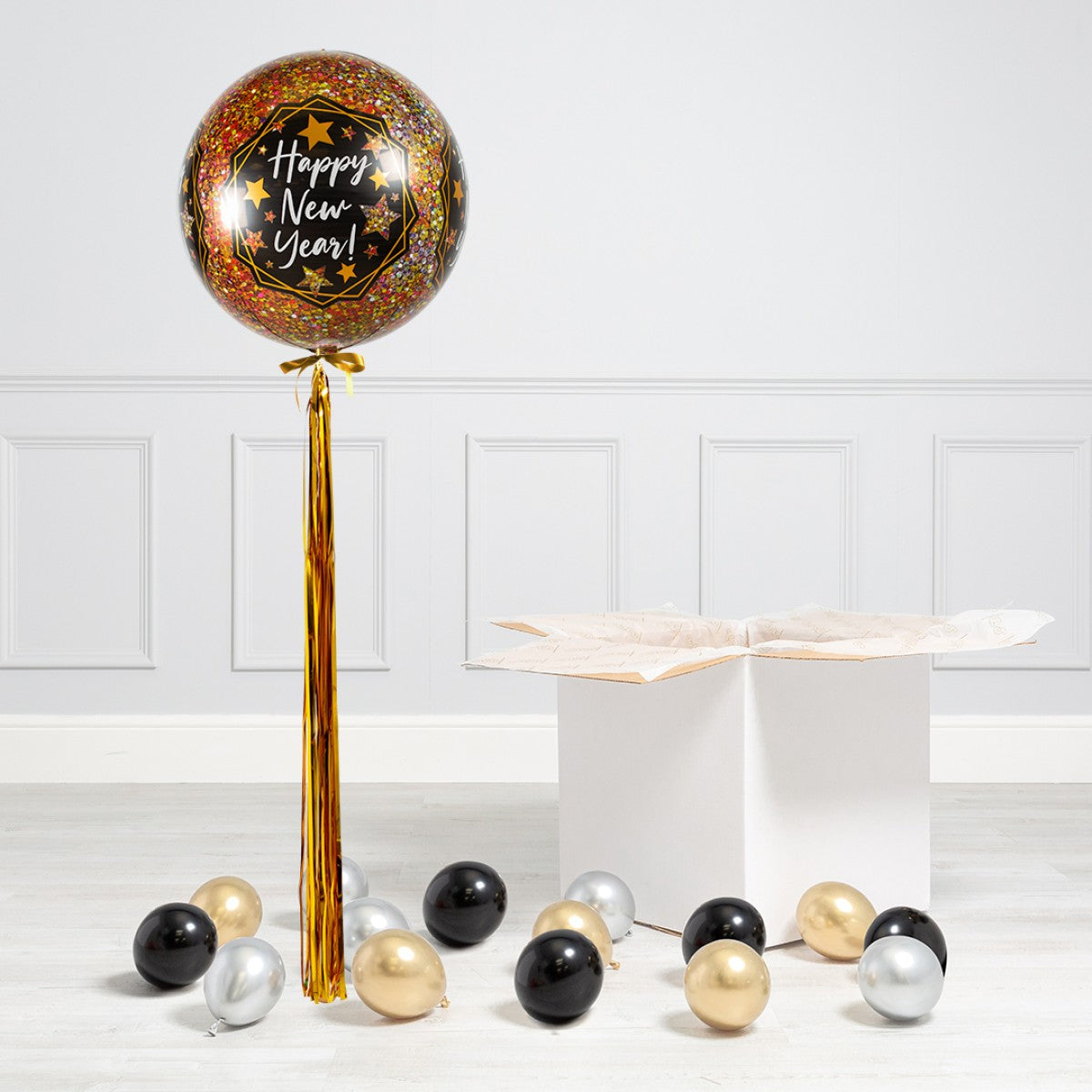 Happy New Year Printed Star ORBz Balloon Bouquet