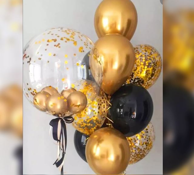 Bubble Glitter Gold Latex Balloon Bouquet