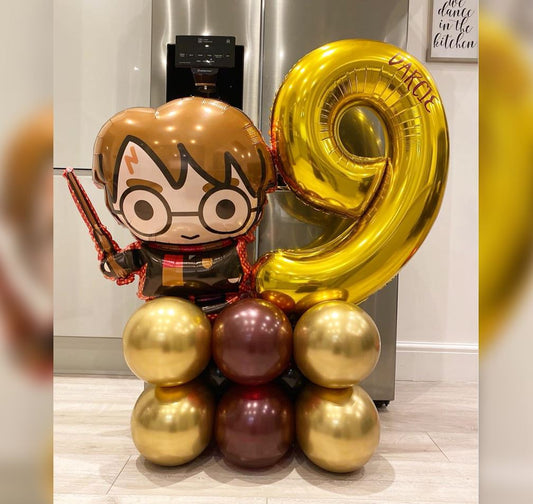 9th HBD Harry Potter Golden Balloon Bouquet