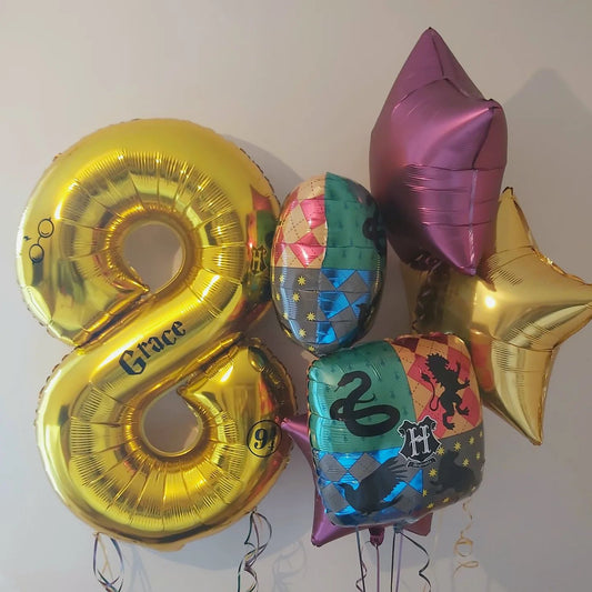 HBD 8 Number Harry Potter Balloon Bouquet
