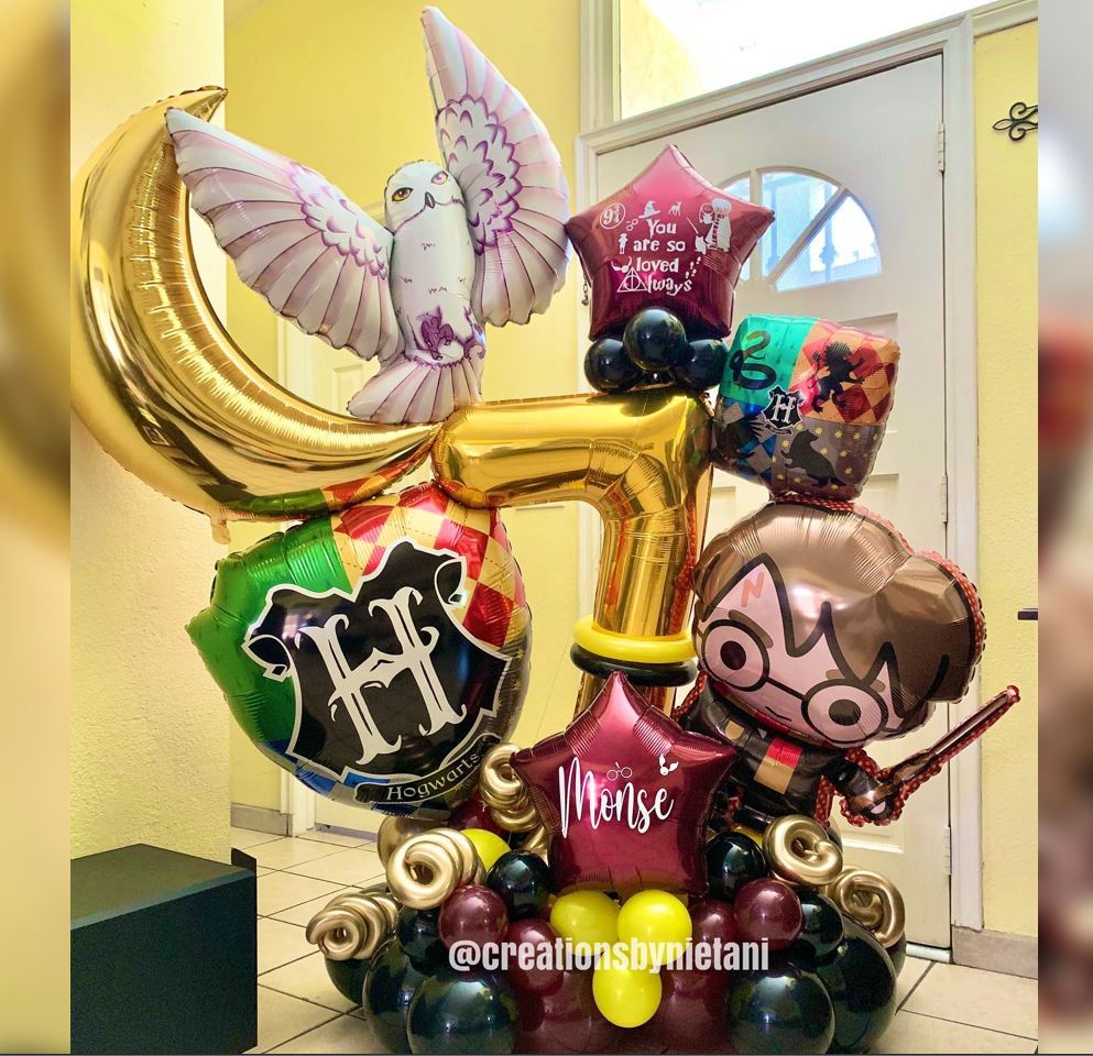 7th Birthday Harry Potter Crescent Balloon Bouquet