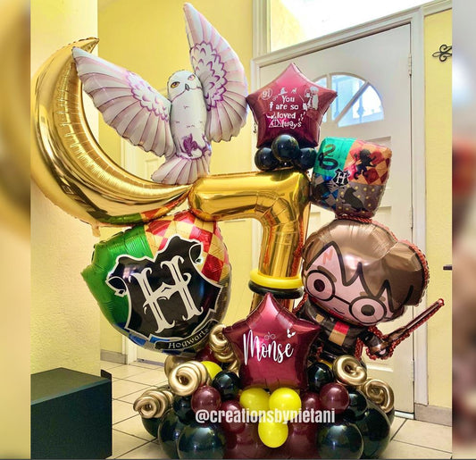 7th Birthday Harry Potter Crescent Balloon Bouquet