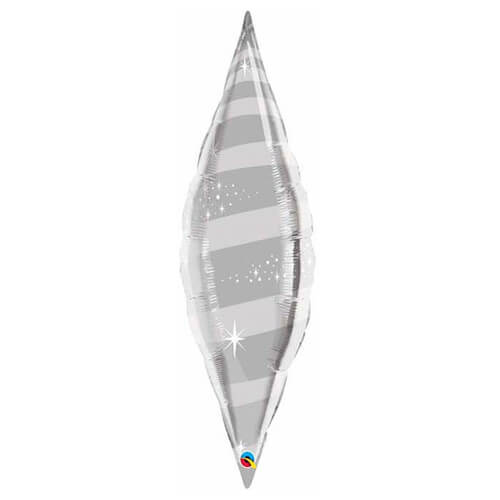 Party Balloon  Taper Swirl Silver Foil Balloon 36" 