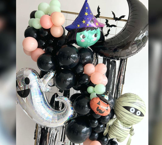 Halloween Theme Iridescent Ghost And Witch Balloon D?cor
