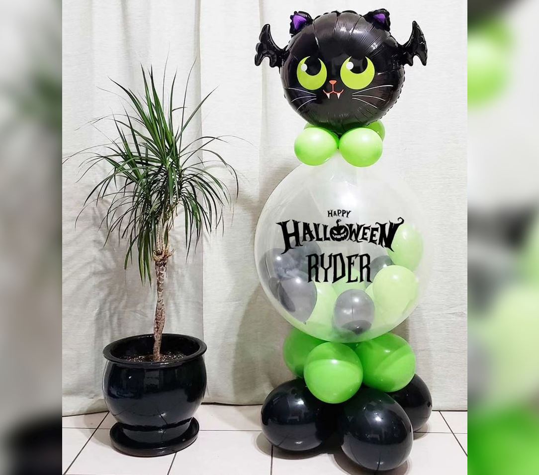 Halloween Theme Bat And Bubble Balloon Bouquet