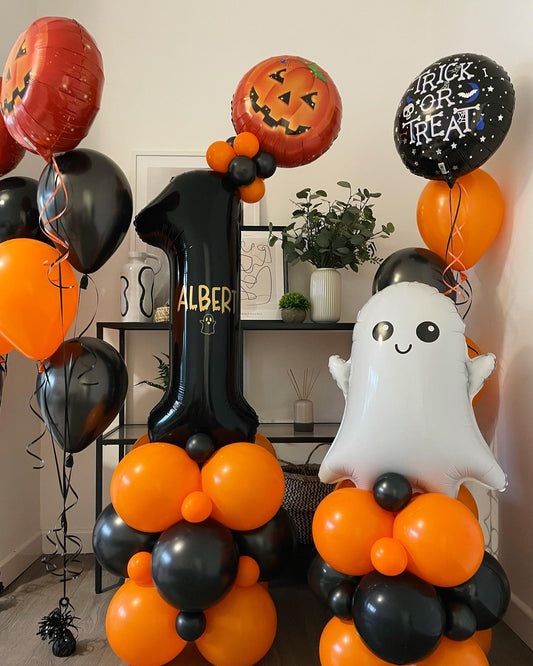 Halloween Theme 1st Birthday Ghost Balloon Bouquet