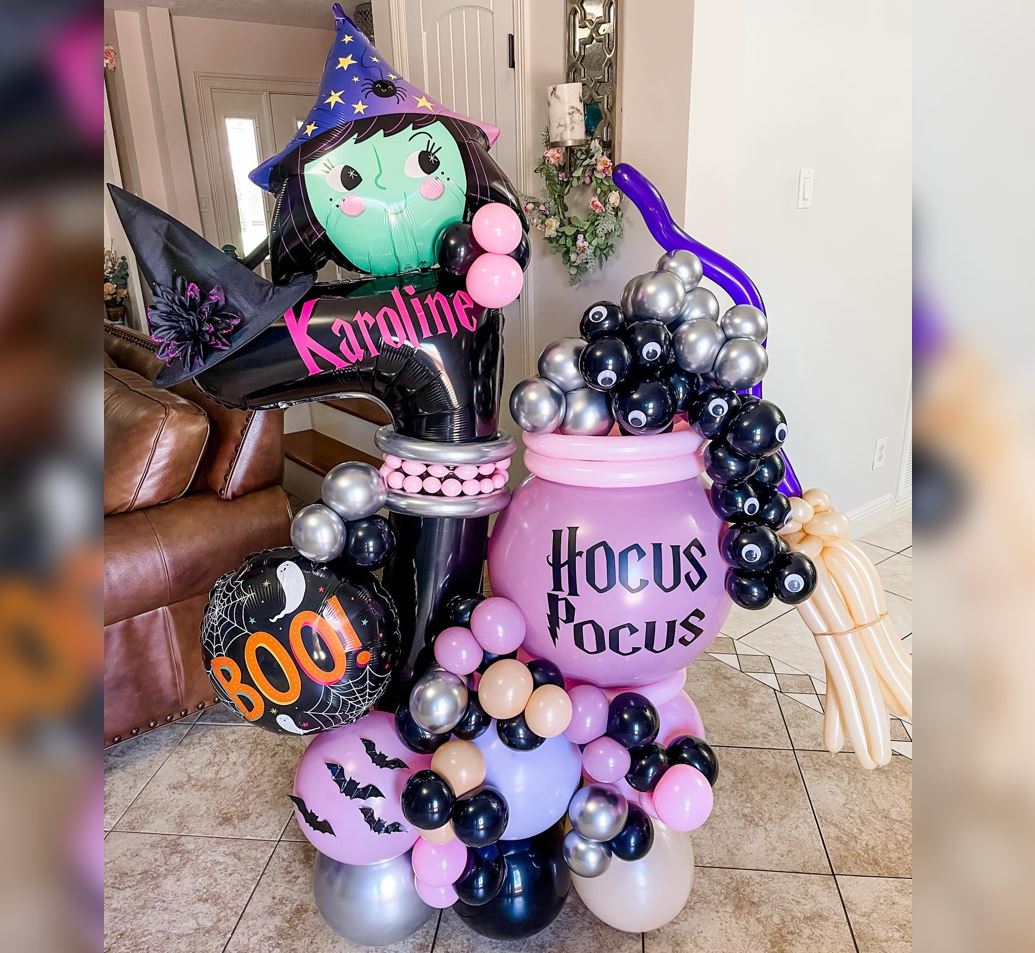 7th Birthday Halloween Witch Cluster Balloon Bouquet