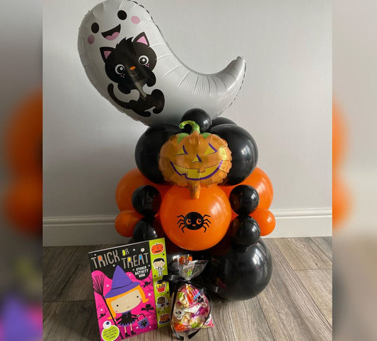 Halloween Boo And Kitty Cluster Balloon Bouquet