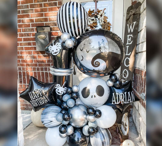 1st Birthday Halloween Theme Cluster Balloon Bouquet