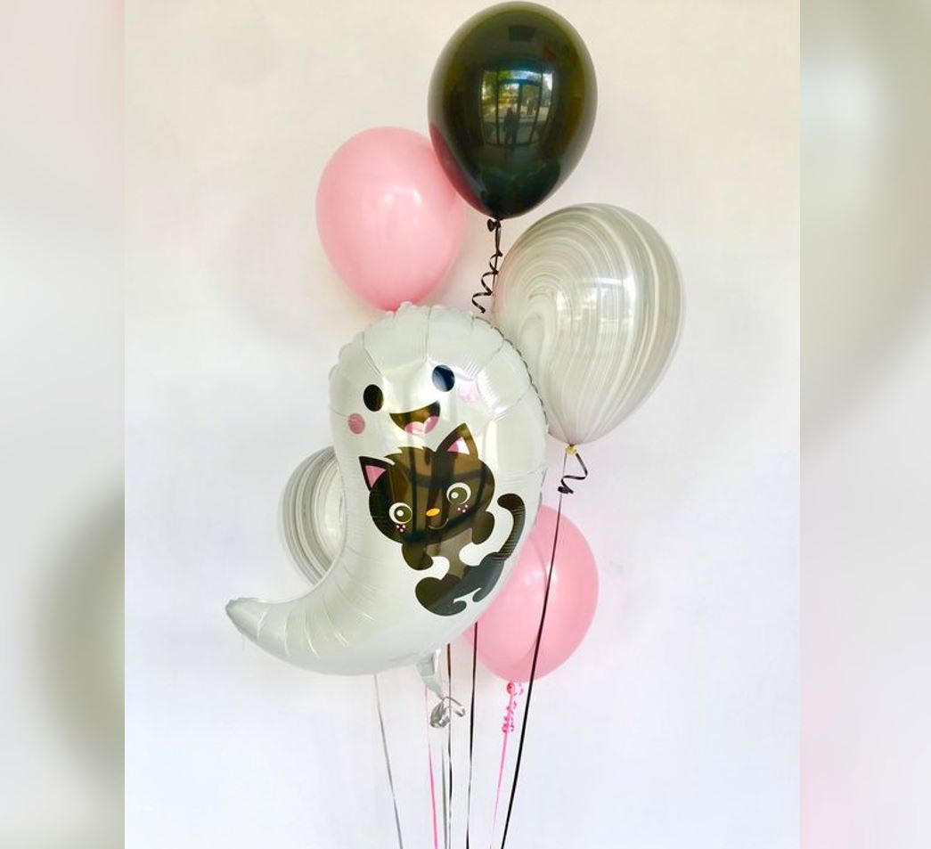 Halloween Ghost And Kitty Balloon Bouquet