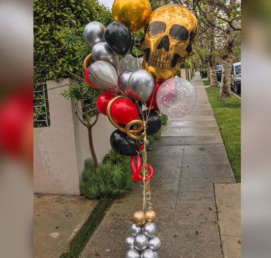 Halloween Skull And Chrome Balloon Bouquet